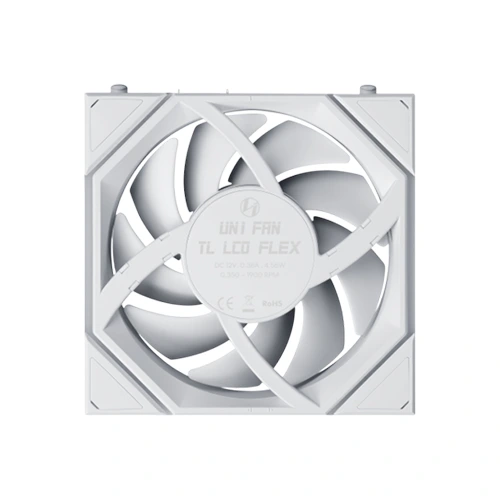 Lian Li UNI Fan TL LCD Flex Wireless ARGB White 120mm Triple Pack Cabinet Fan